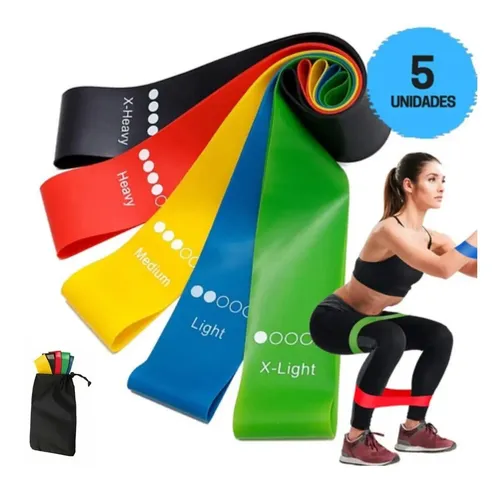 Kit 5 Mini Band Elástico Exercício Academia Treino 5 Resistências