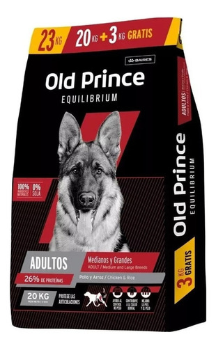 Alimento Old Prince Equilibrium para perro adulto de raza mediana y grande sabor pollo y arroz en bolsa de 23 kg