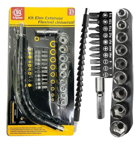 Kit Para Furadeira E Parafusadeira 21 Peças Chaves Universal Cor Kit-sq-4257