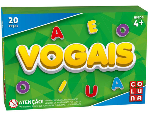 Brinquedo Pedagógico Vogais 20 Peças Coluna