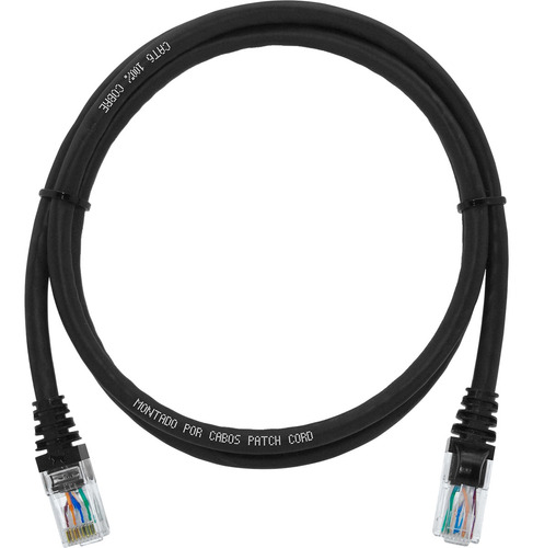 Cabo Patch Cord Cat6 1m Preto Furukawa Rede Gigalan Rede