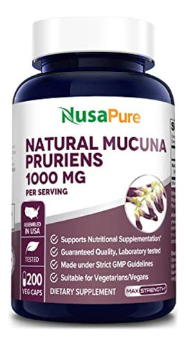 Mucuna Pruriens 1000 Mg 200 Cápsulas Vegetales