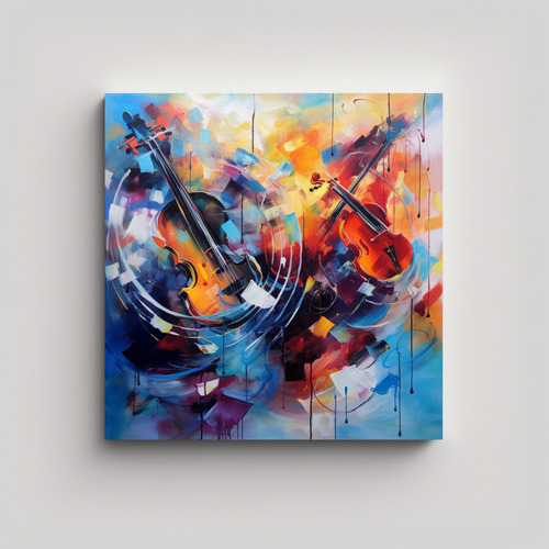 80x80cm Cuadro Moderno Abstracto Inspirado En La Música