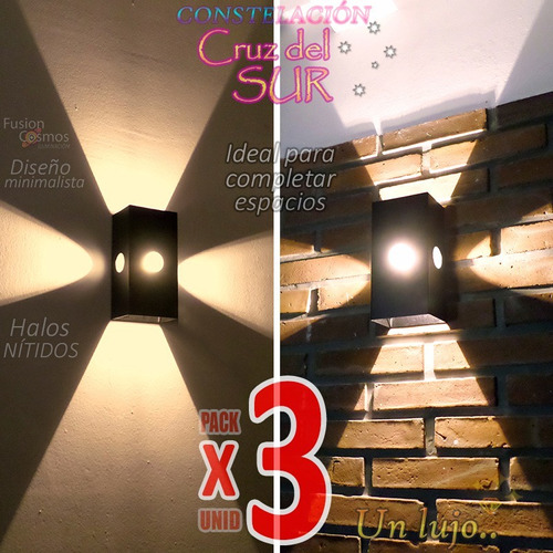 Aplique Pared Interior Bidireccional Brillante Fx Pack X3u Iluminacion Bar Boliche Resto Eventos Efecto 4 Rayos Adorno