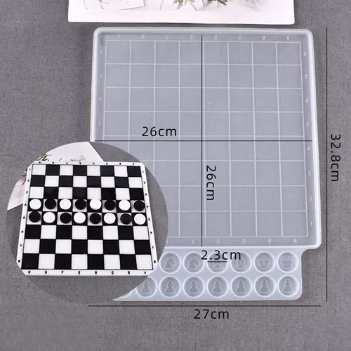 Molde de silicone de xadrez de joias, conjunto de moldes de resina de  silicone de tabuleiro de xadrez com peças de xadrez moldes de damas para  jogo de festa em família, artesanato