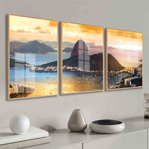 Quadros Decorativos Pôr Do Sol Paisagem Rio De Janeiro Vidro