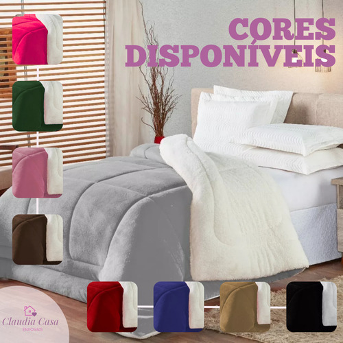 Coberdrom Edredom Alaska Queen Sherpa Cobertor Pele Carneiro