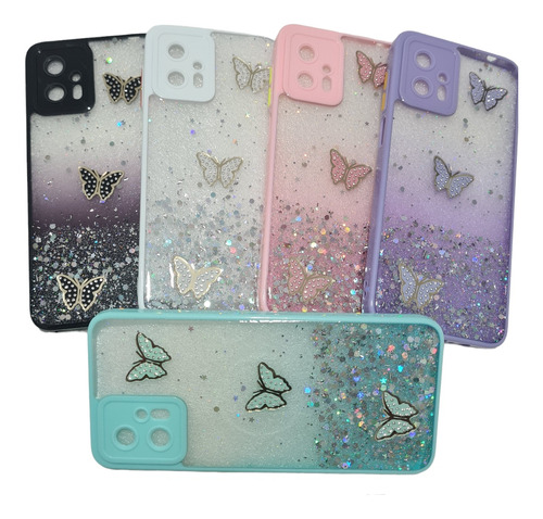 Funda Con Glitters-mariposas Para Motorola G23