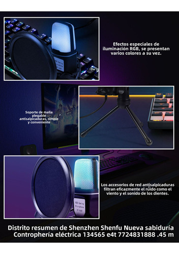 Cyz Micrófono De Condensador Sf-666r Rgb Con Soporte A