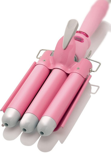 Pinza De Tres Barras Encrespador Con Pantalla Temperatura Color Pink/White