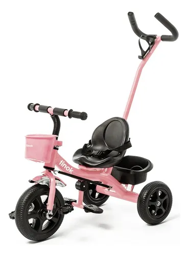 comprar Triciclo Infantil Con Manija Extraíble Y Canasto - Tinok Color Rosa