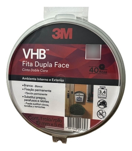 Cinta Doble Contacto Exterior 3m Vhb 4950 19mm X 5m