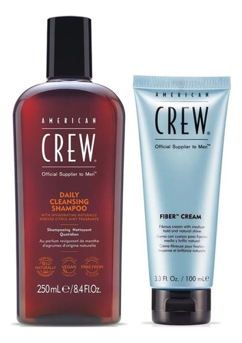 Shampoo Cabello Graso Cleansing + Crema Fiber American Crew