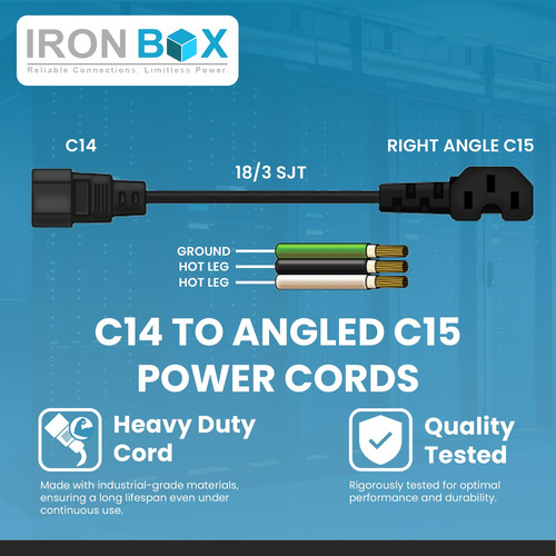 Cable De Alimentación C14 A Ángulo Recto C15 18 3 Sjt 183 Cm