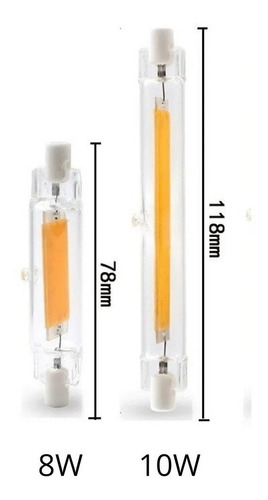 Imagen 4 de 5 de Lampara Led R7s Cob Cuarzo Led 78mm 8w Cálido - Frio 360°