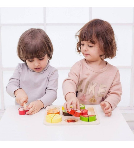 Frutas Vegetales Puzzle Cortar Abrojo Madera Classic World