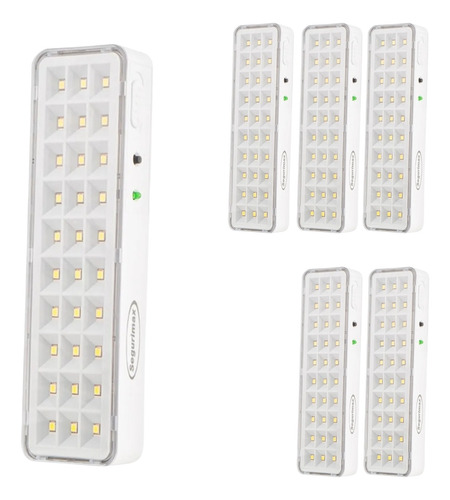 Kit 6 Luz Emergencia Luminária 30 Led Recarregavel Segurimax