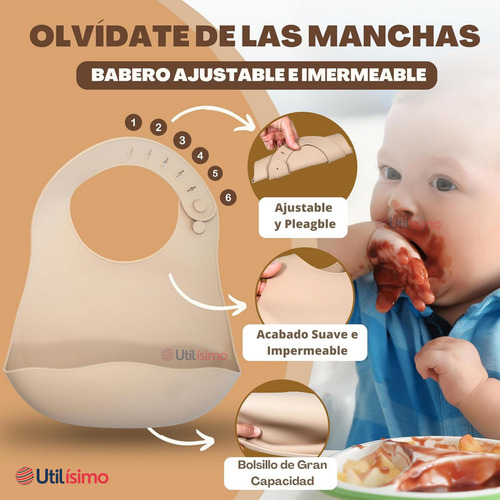 Set Alimentación Silicona Bebé 6 Piezas De Forma Libre Bpa