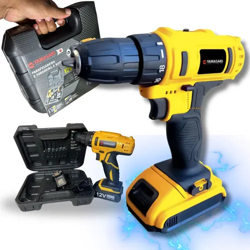 Parafusadeira Furadeira A Bateria Sem Fio 12v Yamasaki Malet Amarelo 12 60