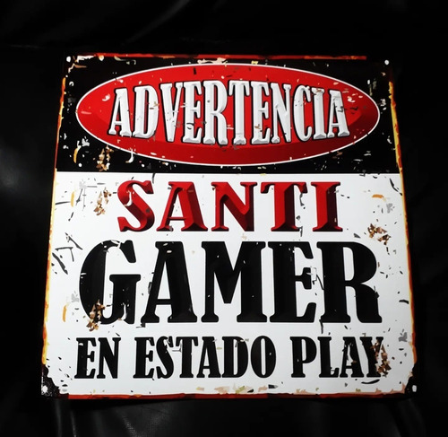 Cartel Chapa Vintage Personalizado Gamer Apto Exterior