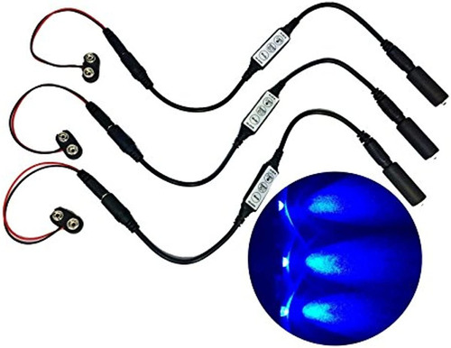 Paquete De 3 Azul Led Micro Luz De Efecto Con Intermitente L