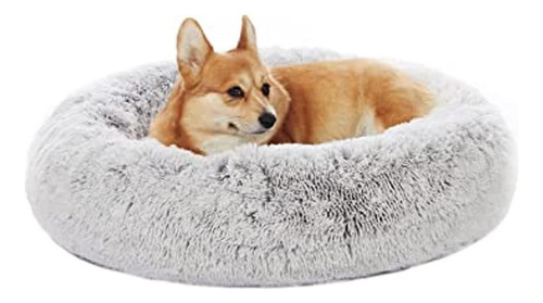 Bedfolks Calming Donut Dog Bed, 30 Pulgadas Redondas Y Espon