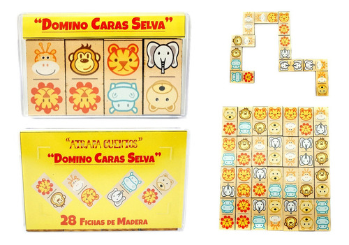 Domino Madera Infantil Selva Granja Animal Juego Didáctico