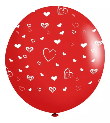 Paquete Globos Transparentes Impresos 360° - Corazones