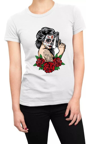 Playera Día Muerto Personalizada Catrina Halloween Pistola