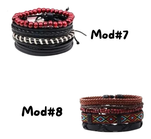 Pulsera Cuero Boho Tejido Vintage Multicapa Unisex Ajustable