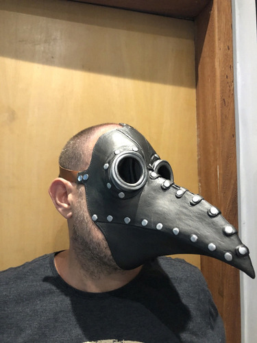 Máscara De Médico Medieval Peste Negra Praga Corvo Halloween Cor Preto