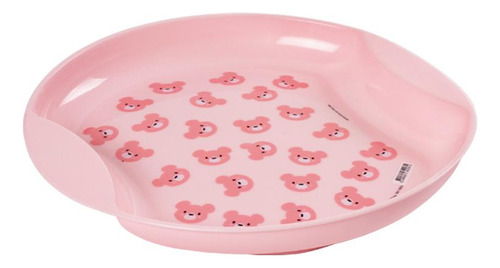 Prato Raso Bebê Introdução Alimentar Bear Rosa Plasútil