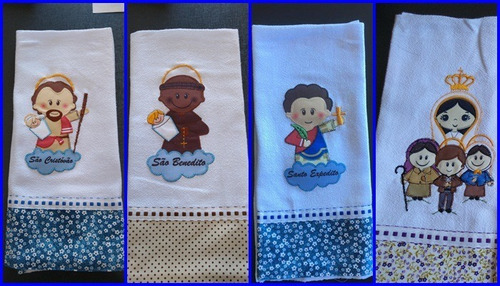 Imagem 5 de 5 de 25 Panos De Prato Religiosos Bordado Patchwork+ Frete Grátis