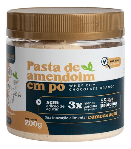Pasta Amendoim Pó Whey Chocolate Branco Terra Dos Grãos 200g