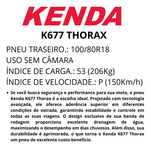 Pneu Cg 125 150 160 Fazer 150 Apache 150 Traseiro 100/80-18