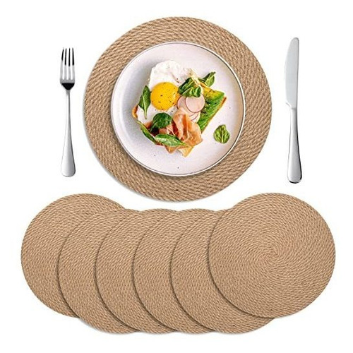 6 Pack, Tejidos Redondos Placemats, Hiacinto De Agua Dvjzw