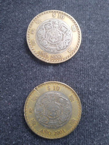 Monedas Año 2000 Y 2001  10 Pesos 