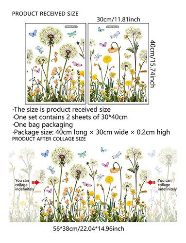 2 X 2x Pegatinas Para Ventana Con Flores De Jardín,