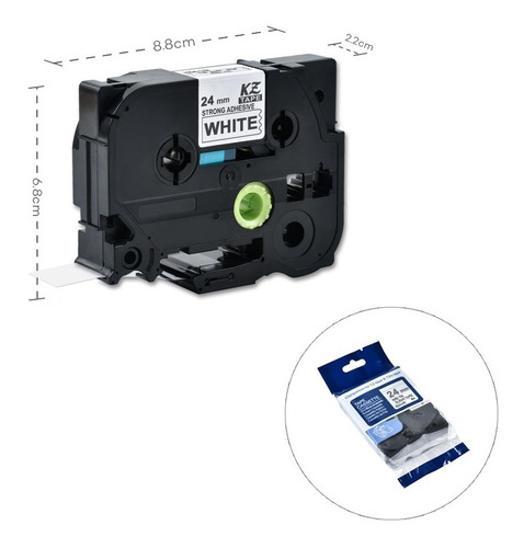 Fita Adesivo Tze-s251 24mm Branco Para Irmão P-touch 10