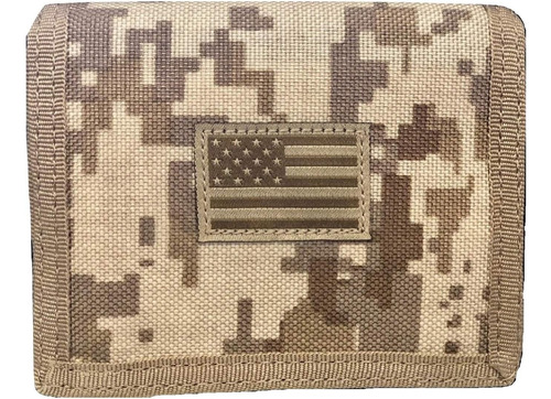 Billetera Triple Militar Táctica Patriótica Con Bandera Esta