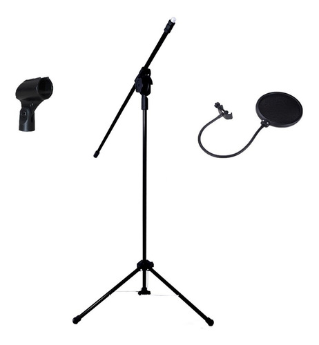 Pedestal P/ Microfone Haste Grande C/ Cachimbo E Pop Filter