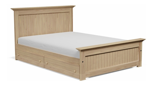 Cama 2 Plazas Linea Americana Madera Pino + 4 Cajones