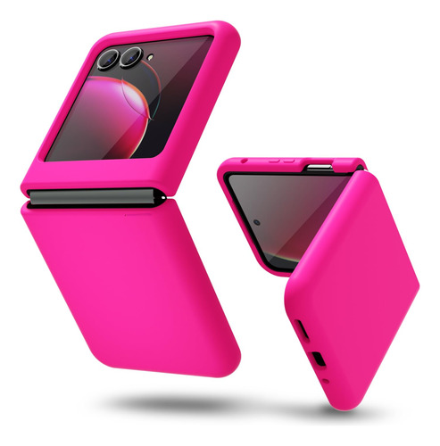 Funda Para Moto Razr 2023 Plus Silicona Slim Rosa Neon