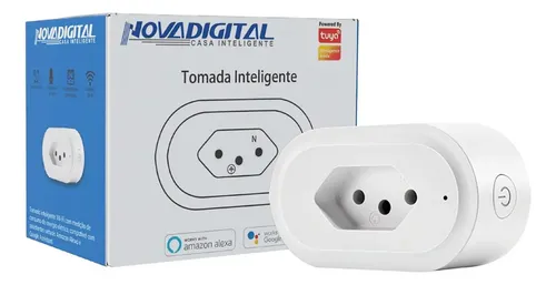 Tomada Inteligente Wifi NovaDigital 16a Medidor Consumo Energia Compatível Alexa Google Tuya Smart Life 110v 220v Bivolt Branca