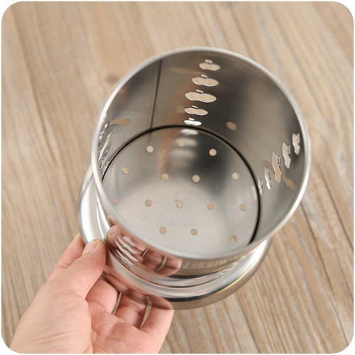 Porta Talheres Escorredor Inox Redondo Vazado Maça Cozinha