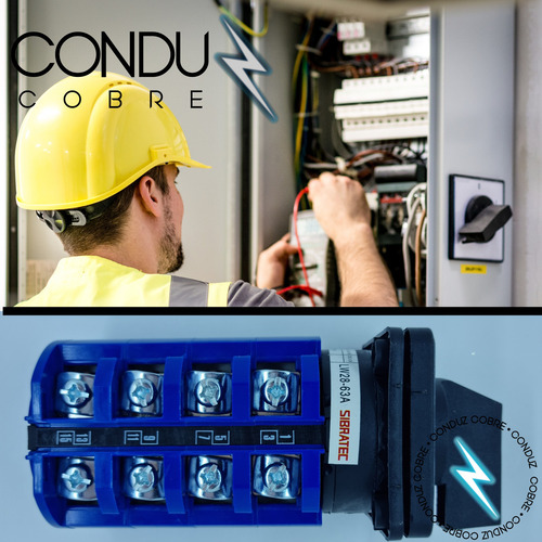 Chave Comutadora 63a Tetrapolar Manual Rotativa 3 Posições