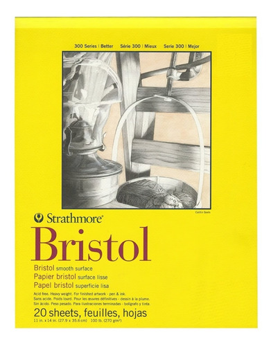 Cuaderno De Dibujo Strathmore Bristol 28x35cm 20h 270g Color Blanco