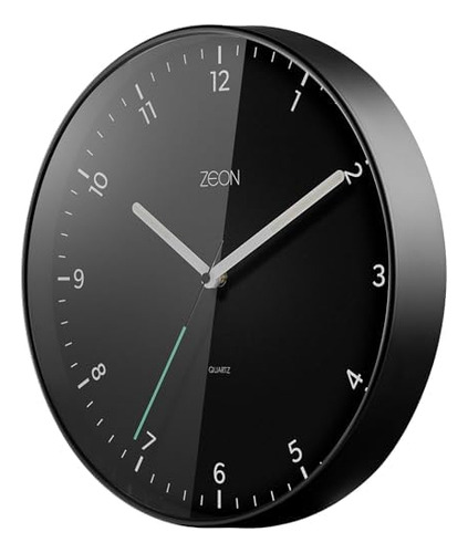 Zeon Reloj De Pared Analógico Redondo, Reloj De Pared Negro
