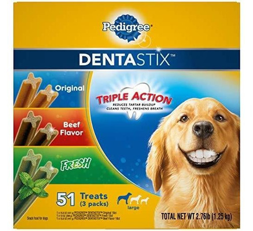 Dentastix Grande Dental Dog Treats Original, Carne, & Pack V