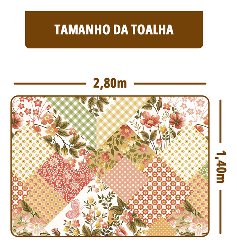 Toalha Mesa Plástica Térmica Flor Patch 8 E 10 Lugares 2,80